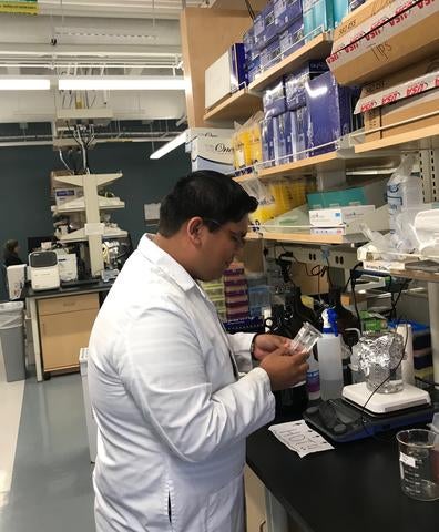 Jonathan Calero conducting research at City of Hope. 