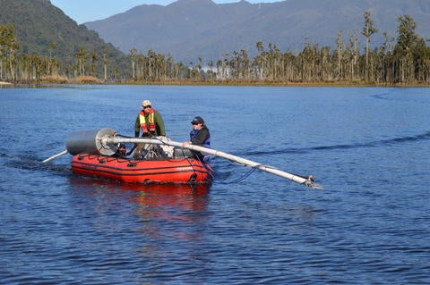 Researchers gathering Alpine Fault sediment
