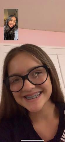 Katelyn Nguyen (top left) during a FaceTime call with her mentee, Giselle. (Photo courtesy of Katelyn Nguyen)