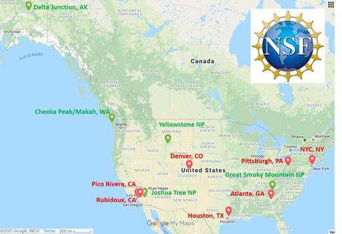 map of monitoring sites