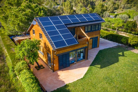 Home with solar panels