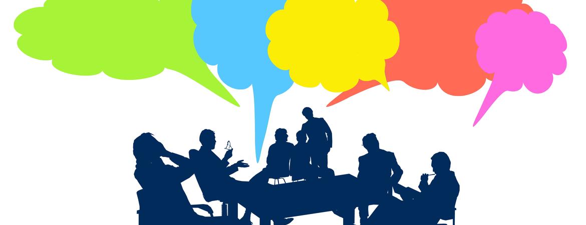 group with thought or conversation bubbles