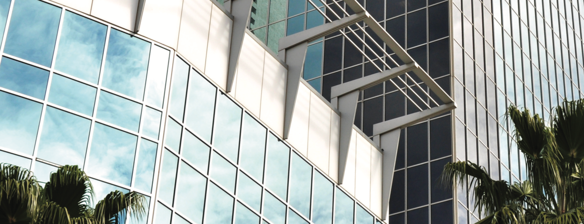 windows on a tall business building