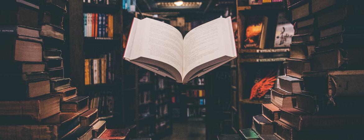 floating book display at book store