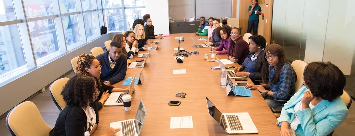 People in a work meeting