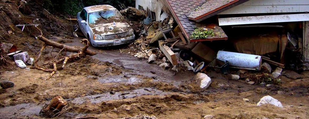 debris flow damage in Los Angeles