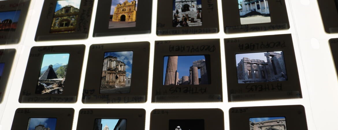 open-access photo archive will hold 35mm color images that are being preserved by UC Riverside’s Department of the History of Art in collaboration with the Society of Architectural Historians, or SAH. (UCR/Sandra Baltazar Martinez)