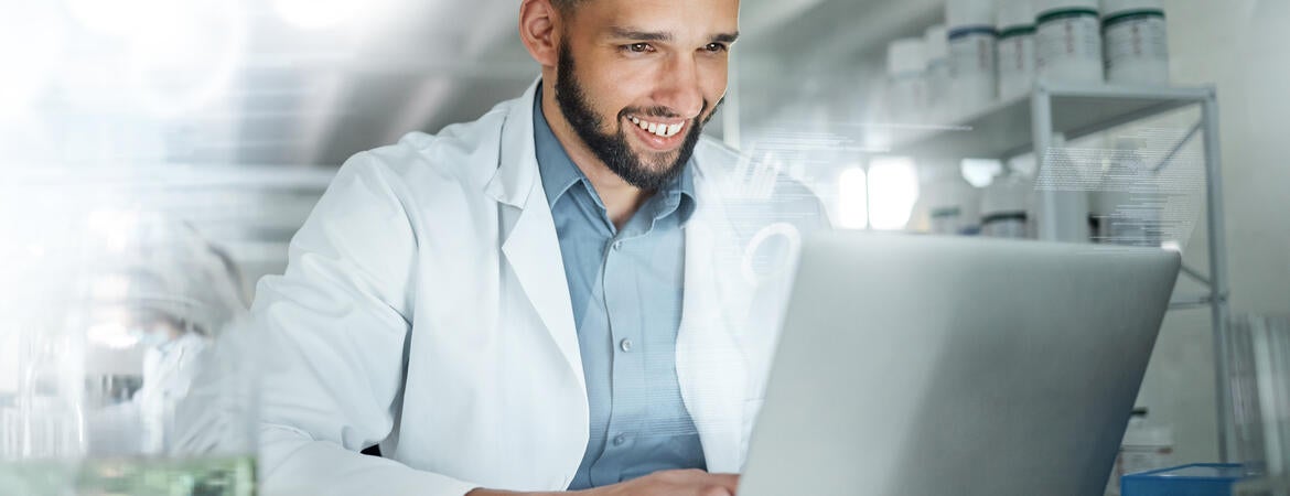 Scientist using a computer