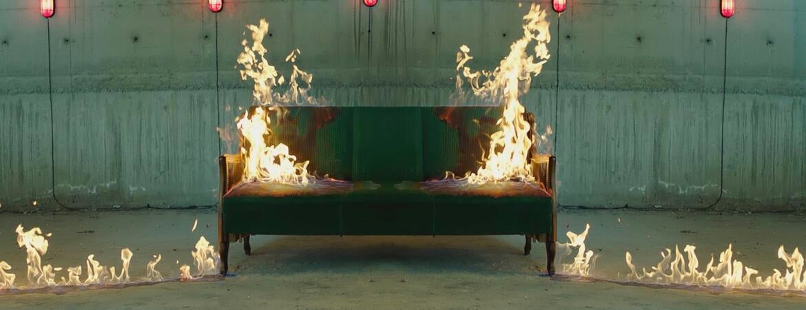 burning couch