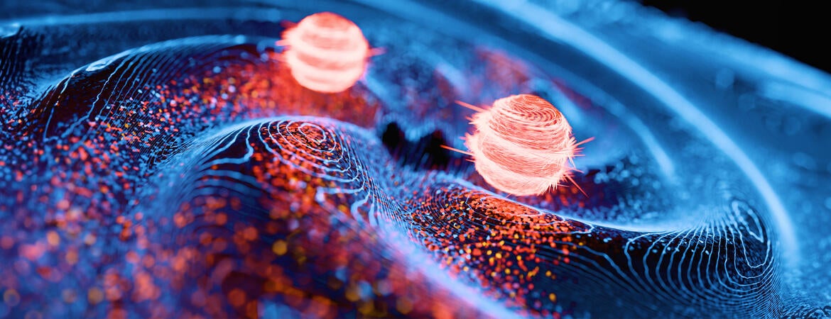 Abstract depiction of quantum engagement at the atomic level.