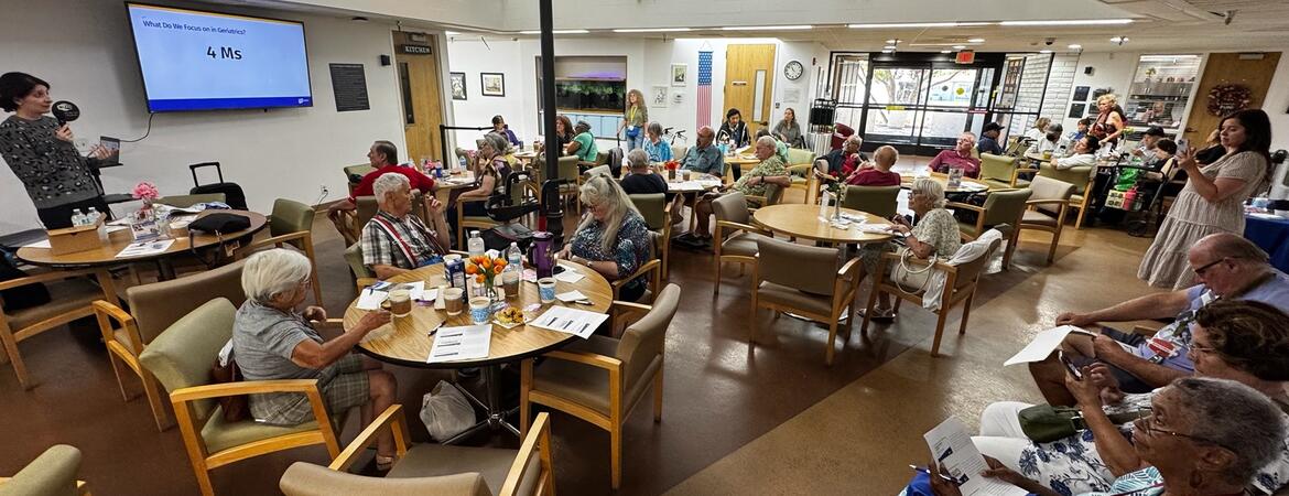 Alia Tuqan gives a talk to seniors