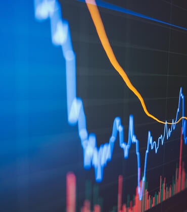 Stock graphic representing economic recession