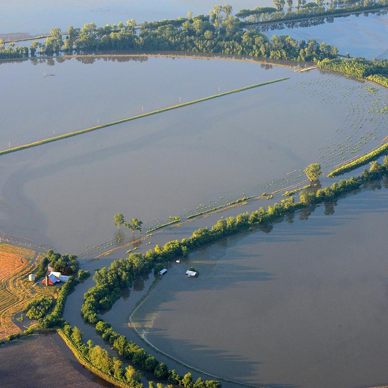 A picture of flooded farmland taken by FEMA.