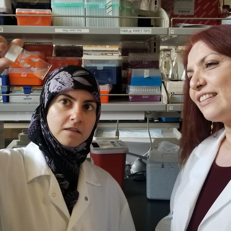 Hawra Karim (left) and Seema Tiwari-Woodruff