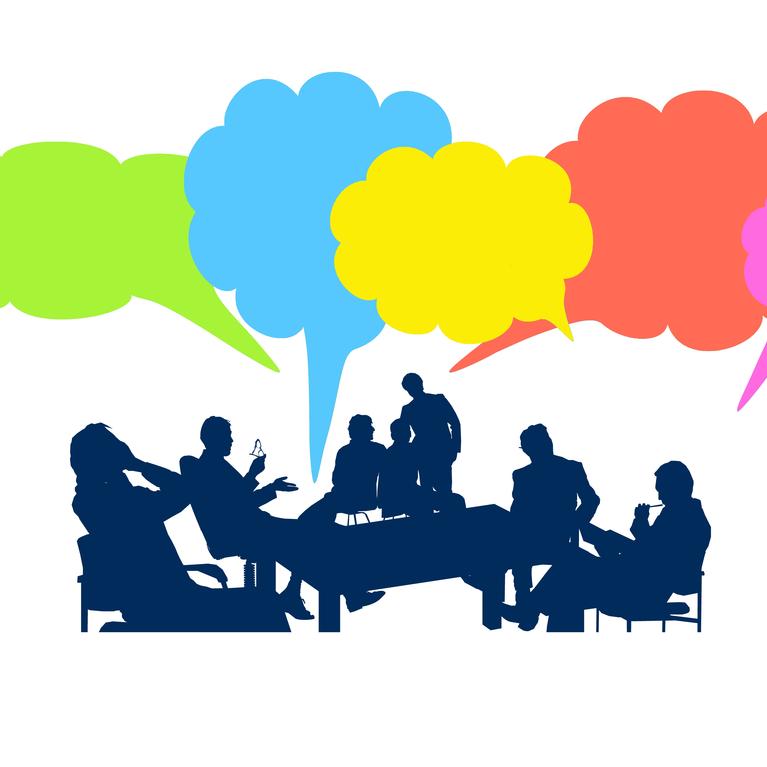 group with thought or conversation bubbles