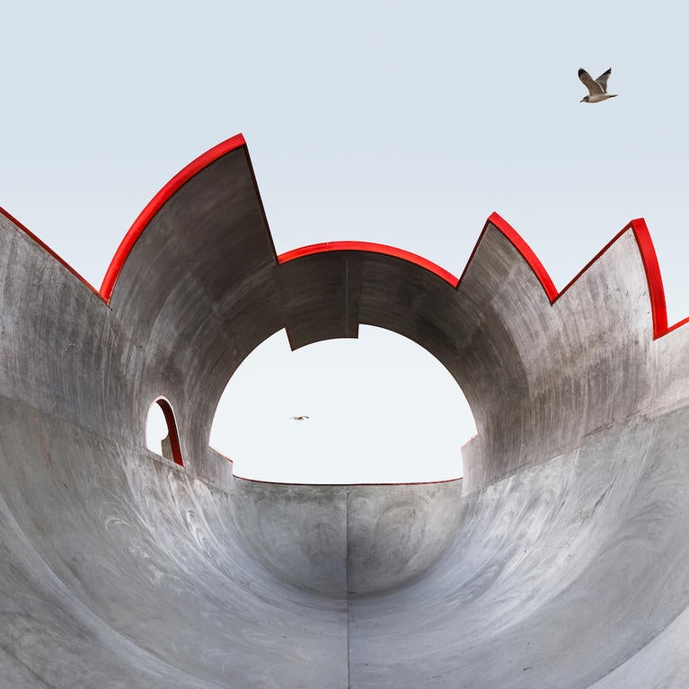An artistic photograph of a skate park 