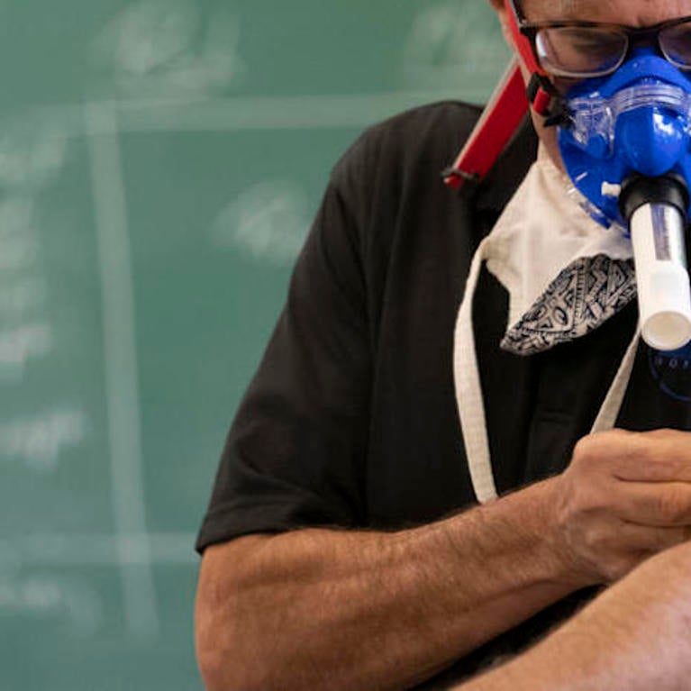Rich Cardullo doing experiments on himself in his lab
