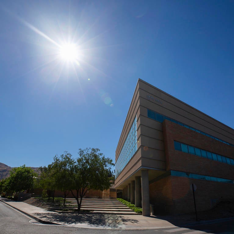 Sun shining over UC Riverside campus in April, 2021