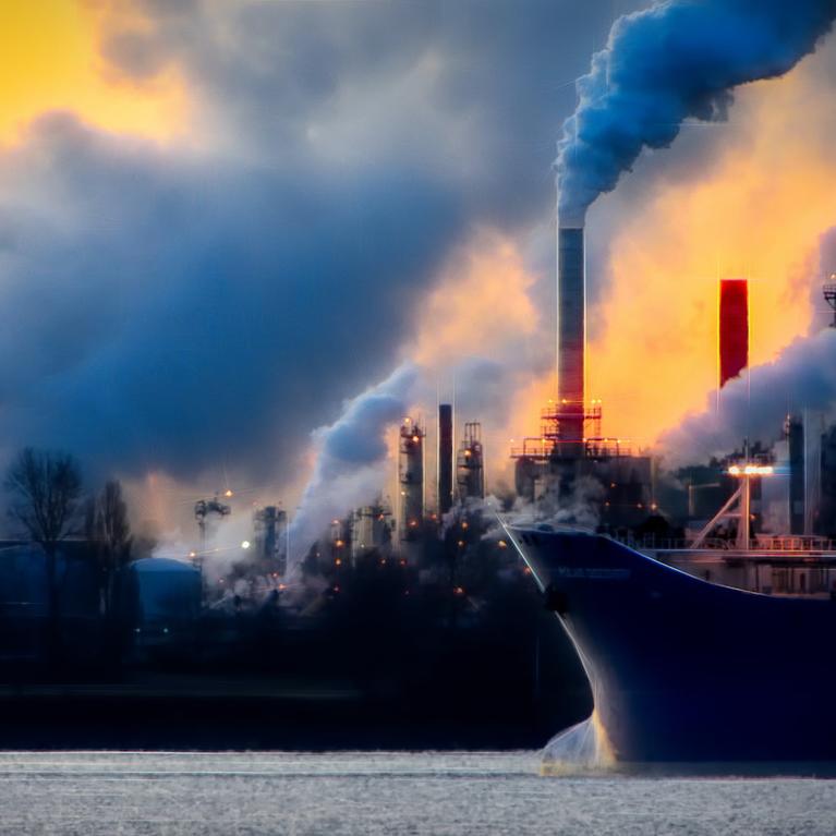 Emissions coming from factory chimneys