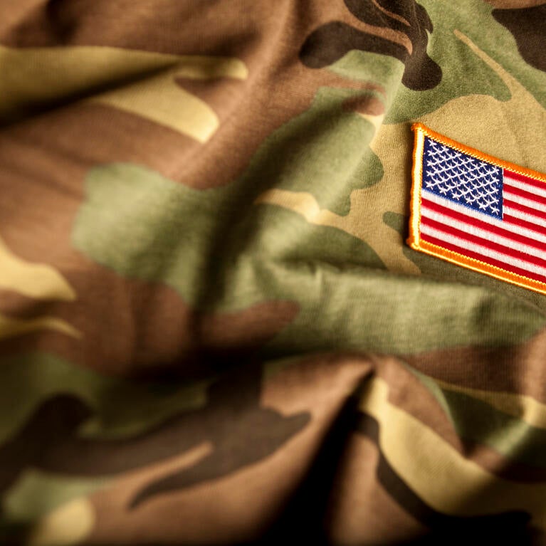 American flag and camouflage