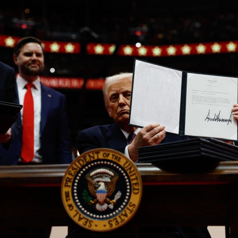 Donald Trump with executive order