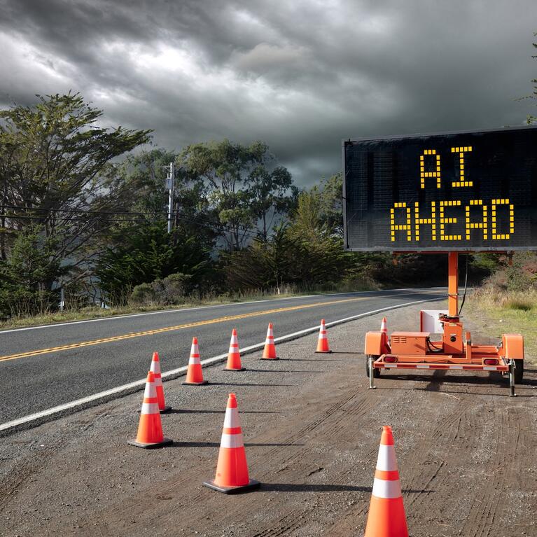AI ahead warning sign