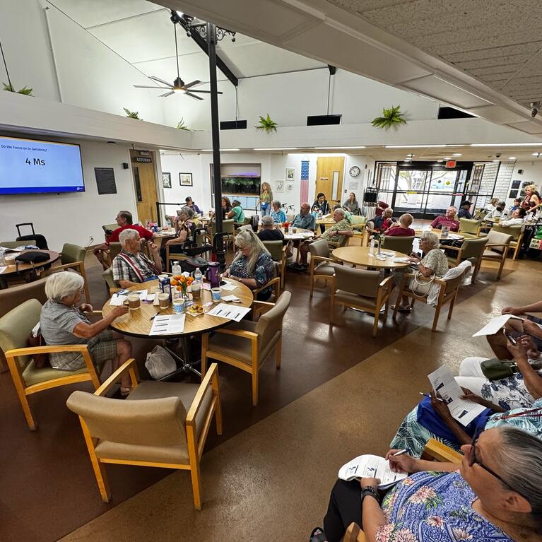 Alia Tuqan gives a talk to seniors