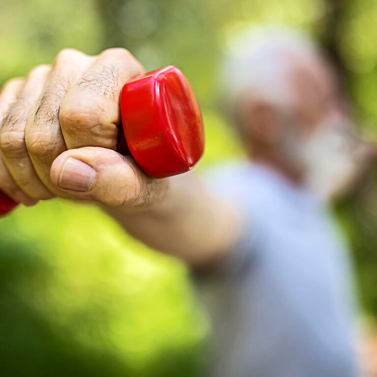 Grip on a light dumbbell