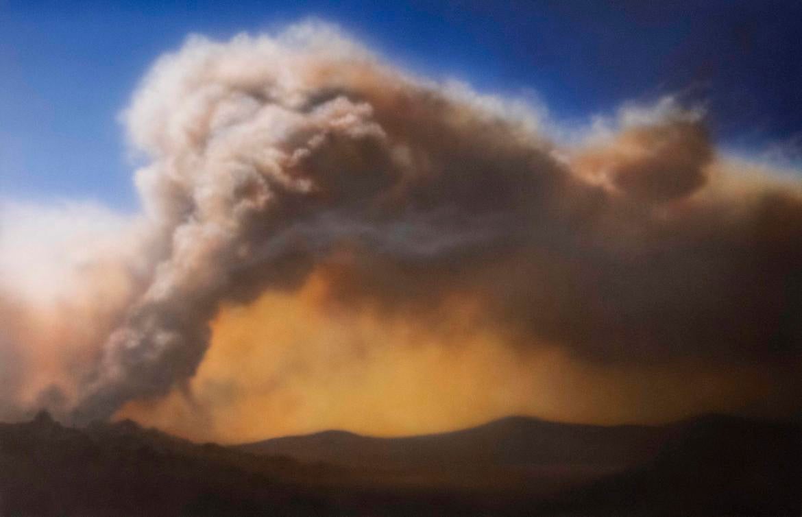 Samantha Fields, "Triangle Complex Fire (Diamond Bar) as Seen from Krai’s Old Neighborhood," 2009. (Courtesy of Traywick Contemporary, Berkeley, California)