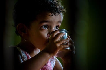 child drinking water