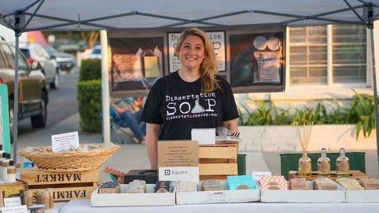 Julie Reints of Dissertation Soap at farmer's market