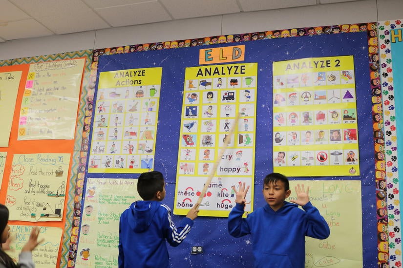 Students working during the Rule of 3 lesson at Las Palmitas Elementary in March 2020. (UCR/Sandra Baltazar Martínez)