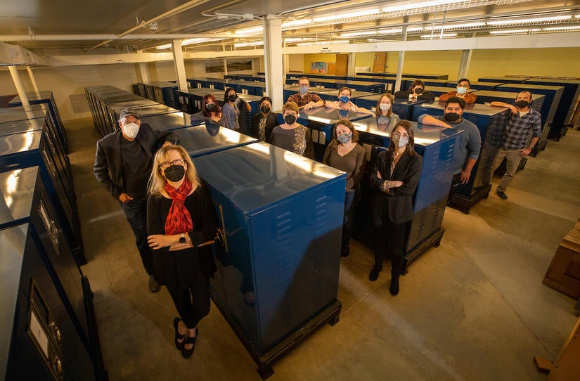 UCR Arts staff pose for a photo on Friday, March 4, 2022 at UCR Arts, after they received official notification that the museum had earned its accreditation from the American Alliance of Museums. (UCR/Stn Lim)