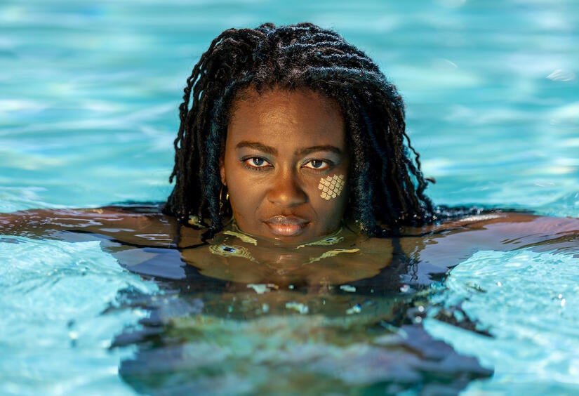 Jalondra Davis, UC Riverside’s mermaid expert. (UCR/Stan Lim)