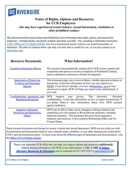 Employee Rights and Options Letter
