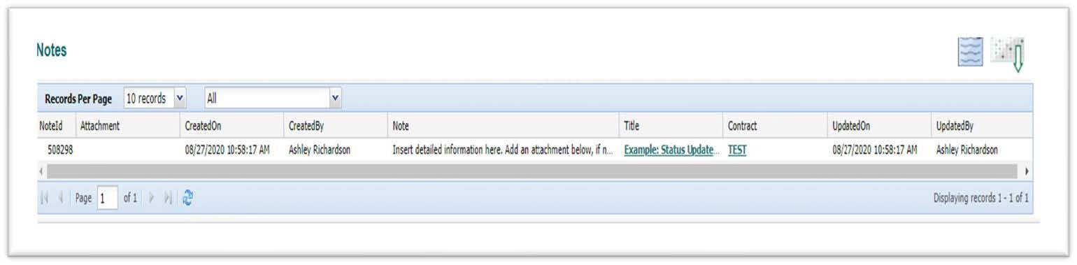  example of the notes field