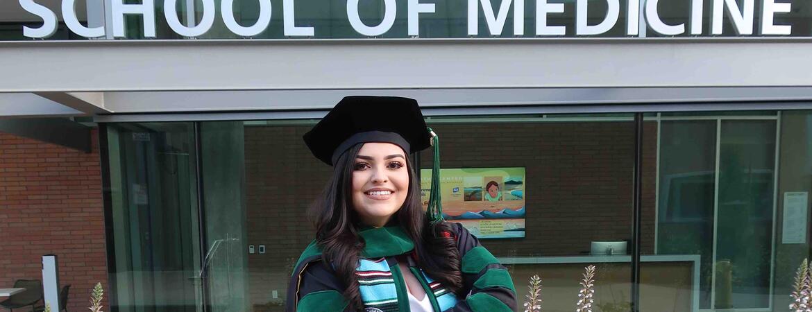 Violeta Covarrubias in front of the SOM