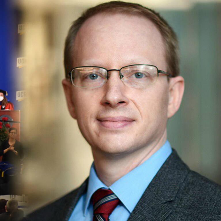 Joel Purkiss and UCR Graduation ceremony collage