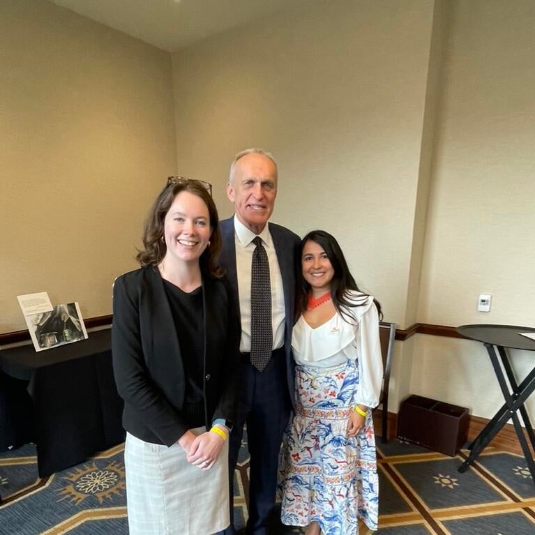 Hayden Schill, elected president of the UCGPC, UCR Chancellor Kim Wilcox, and Dr. Evelyn Vázquez