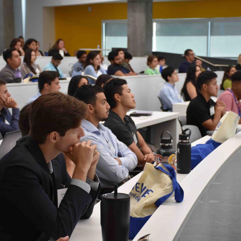 Students sitting at SOM orientation 2024