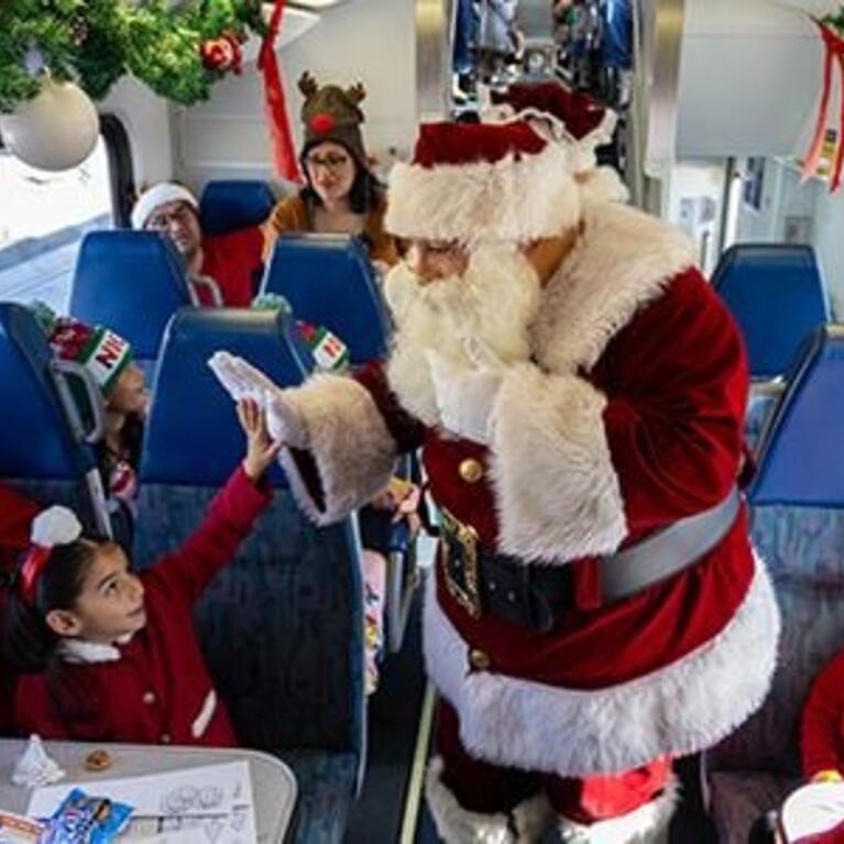 Santa on the train in a past year - courtesy of Metrolink