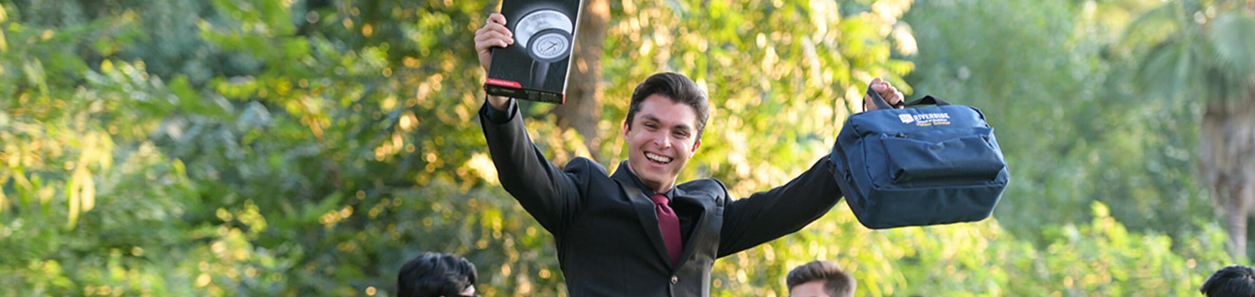 haider student with bag and stethscope