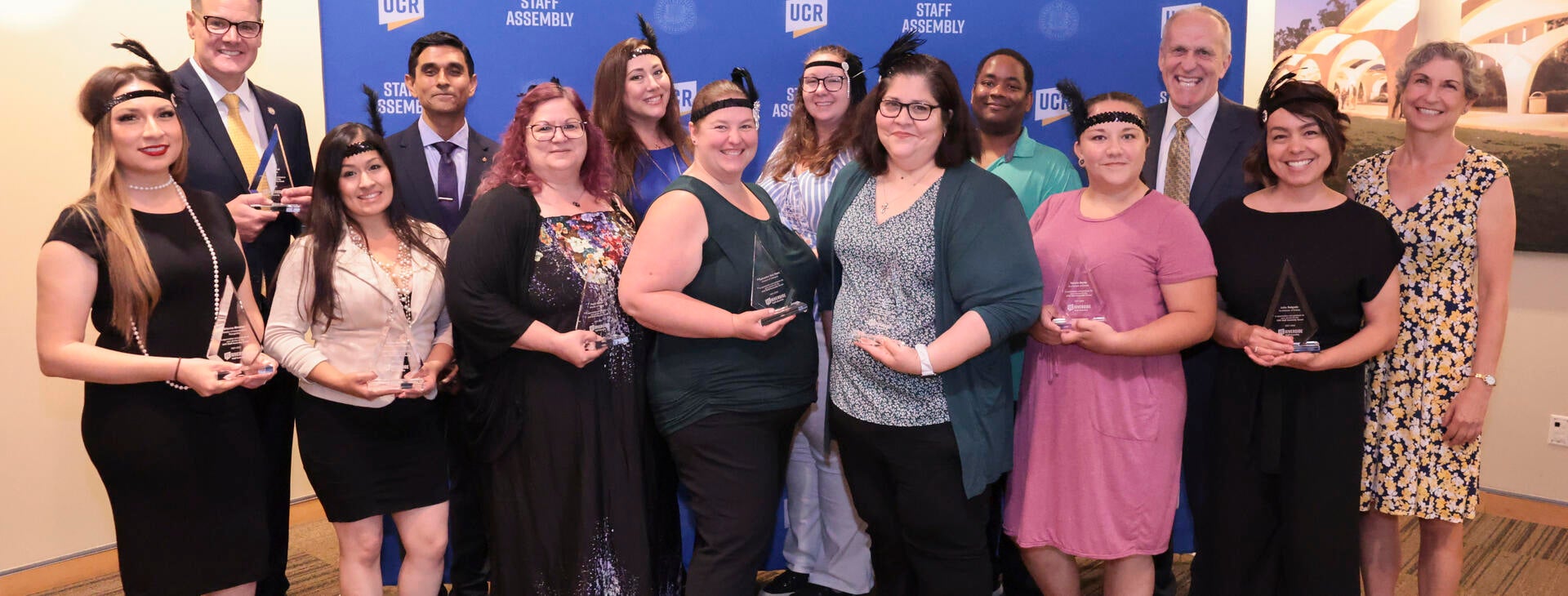 The 2021-2022 Staff Assembly Executive Board with the Provost with Provost Watkins and Chancellor Wilcox