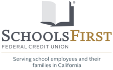 Schools First Credit Union logo and tagline