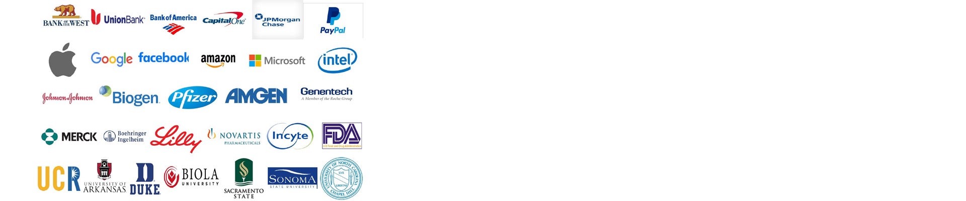 logos of companies that alumni work for