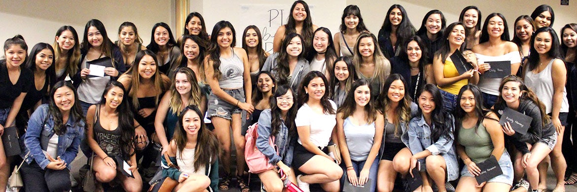 Sorority members participate in a recruitment event.
