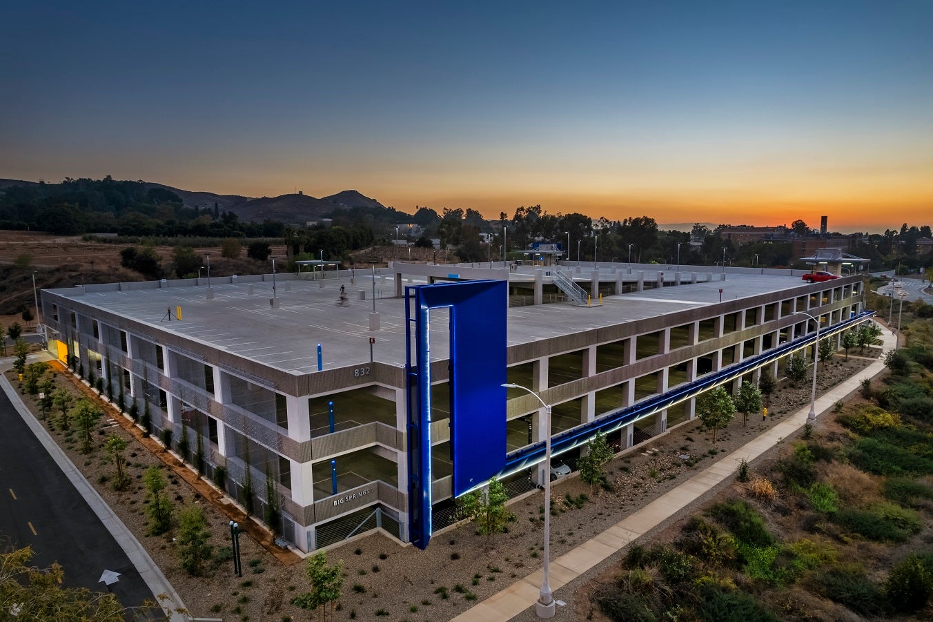 Arial view of parking structure