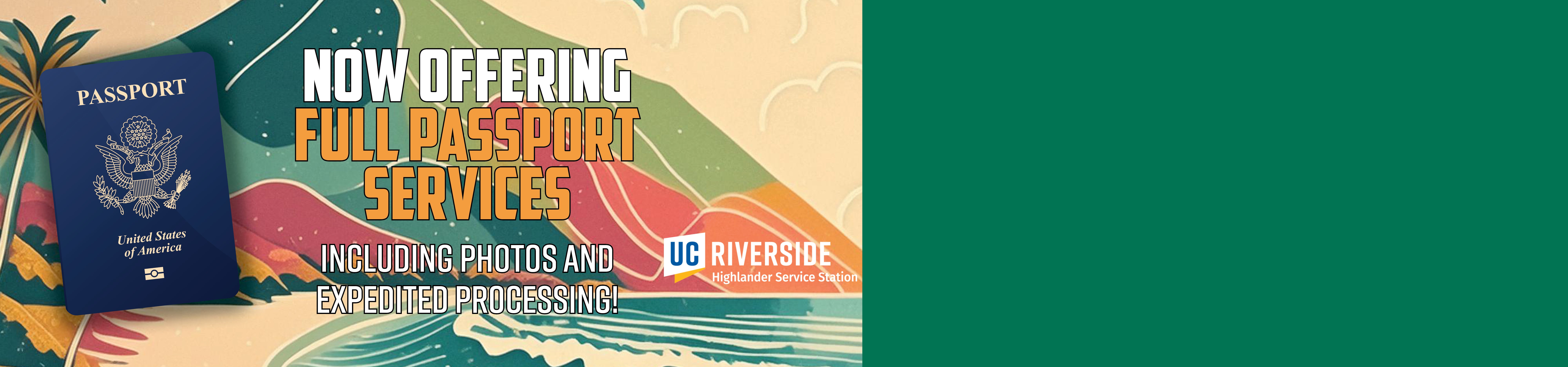 Now offering full passport services including photos and expedited processing