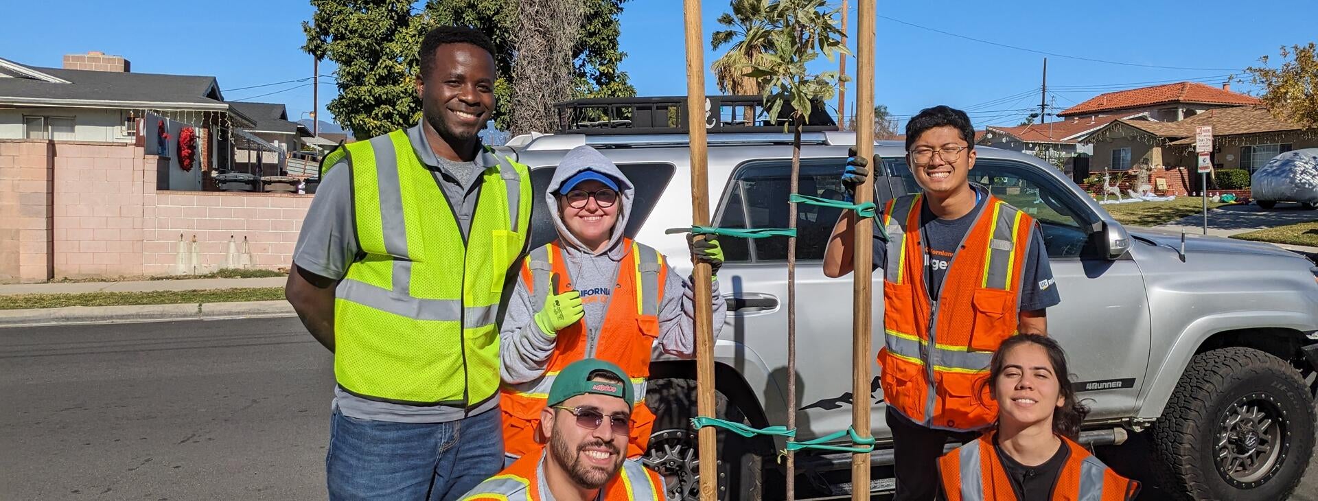 group photo tree people