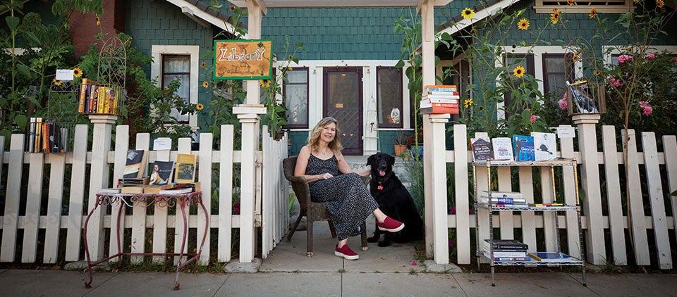 Photo of Susan Straight in front of her home
